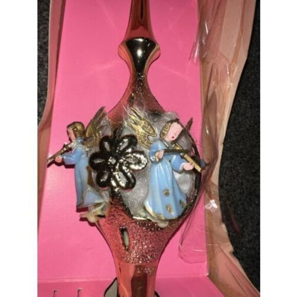 Vintage Glass Tree Topper- JewelBrite -Electrified New In Box Decor Angel Gold - Picture 3 of 9